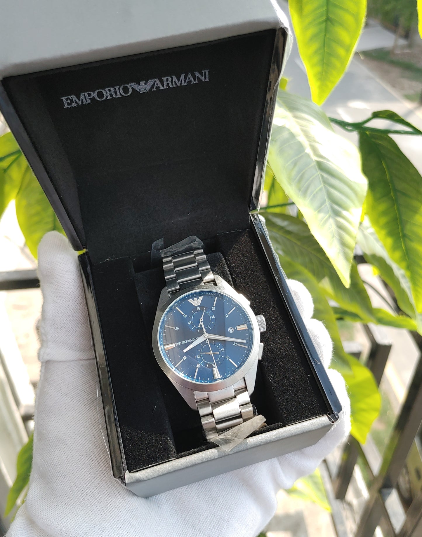 Emporio Armani AR11541 Men’s Chronograph Watch – Blue Dial with Stainless Steel Bracelet