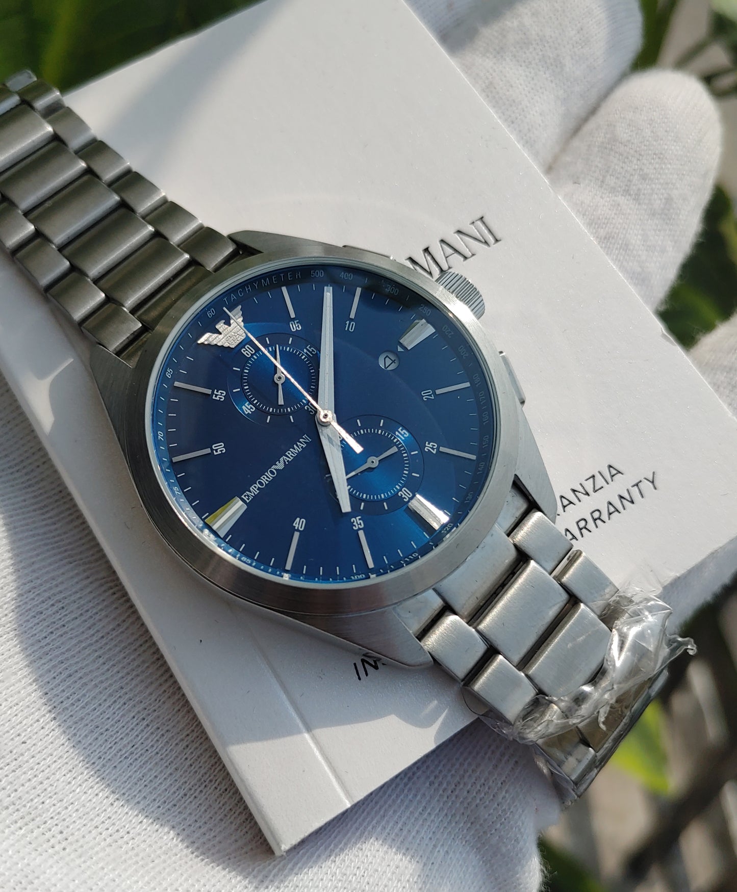 Emporio Armani AR11541 Men’s Chronograph Watch – Blue Dial with Stainless Steel Bracelet
