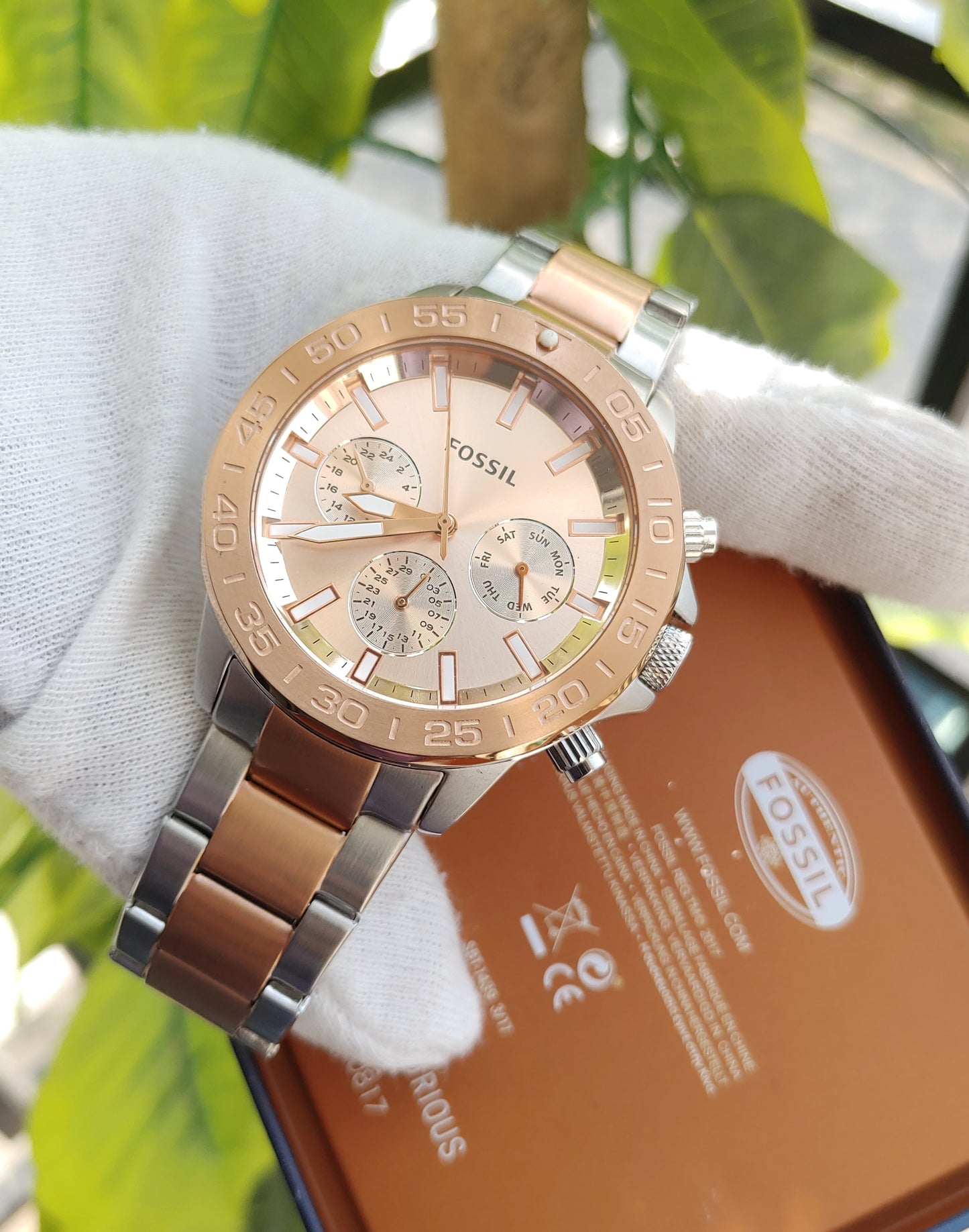 Fossil BQ2586 Bannon Men’s Multifunction Two-Tone Stainless Steel Watch – Rose Gold & Silver