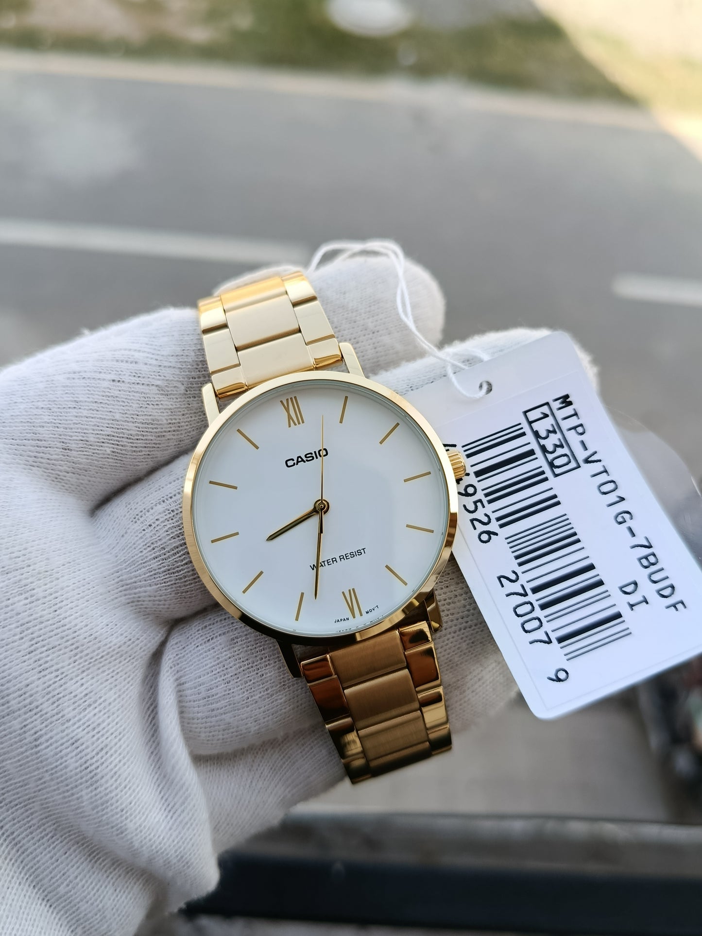 Casio MTP-VT01G-7BUDF Men's Analog Watch – Gold Stainless Steel Strap, Minimalist White Dial