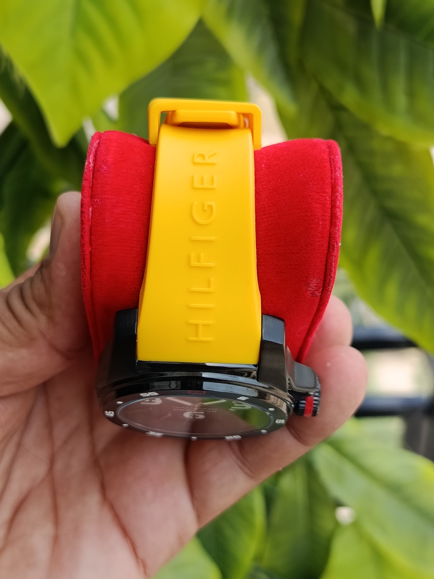 Tommy Hilfiger Sports Watch Stainless Steel Case Yellow Sports Rubber Strap