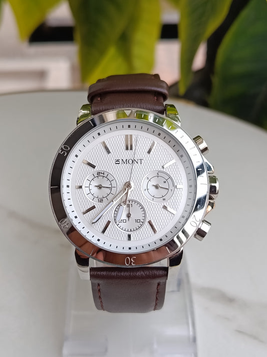 Di Mont Made in France Multifunction Leather Strap Men's Watch