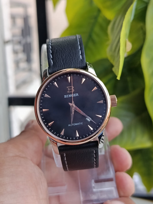 Binger Rose Gold Tone 40mm Case Diameter Wrist Watch For Men
