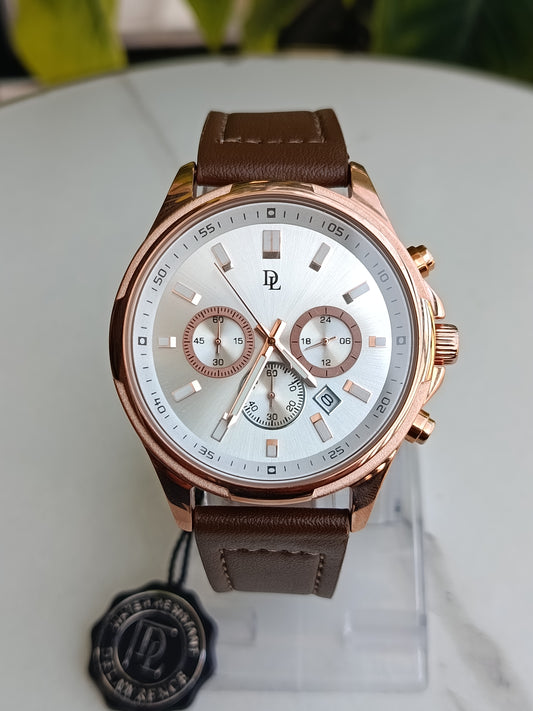 De Lawrence Men's Rose Gold Case Diameter Chronograph Watch
