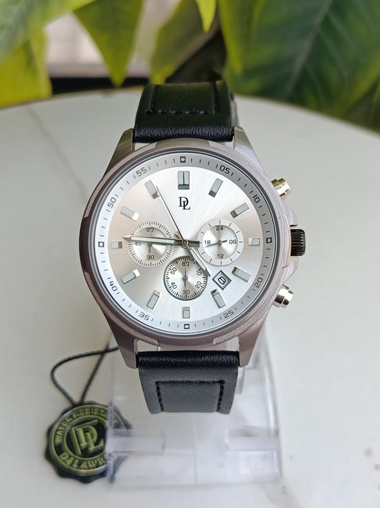 De Lawrence Black Leather Strap Men's Watch