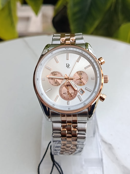 De Lawrence Rose Gold Tone White Dial Chronograph Men's Watch