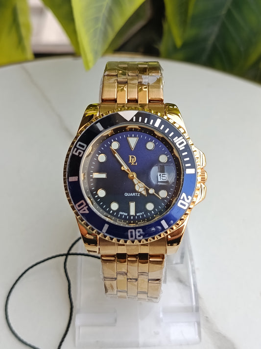 De Lawrence Gold Colour Blue And Black Dial Men's Watch