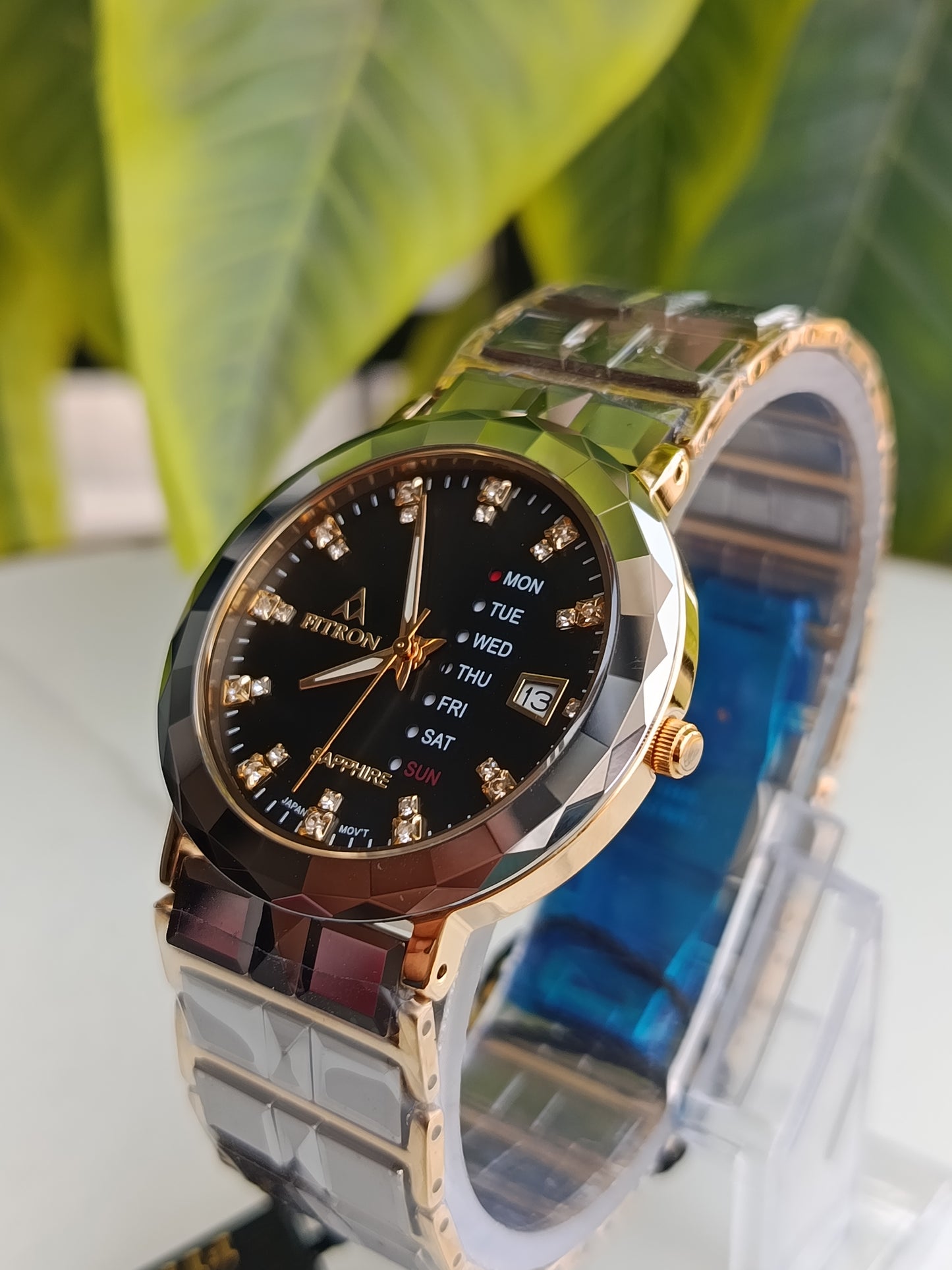 Fitron Sapphire 18k Ceramic Watch Black Dial