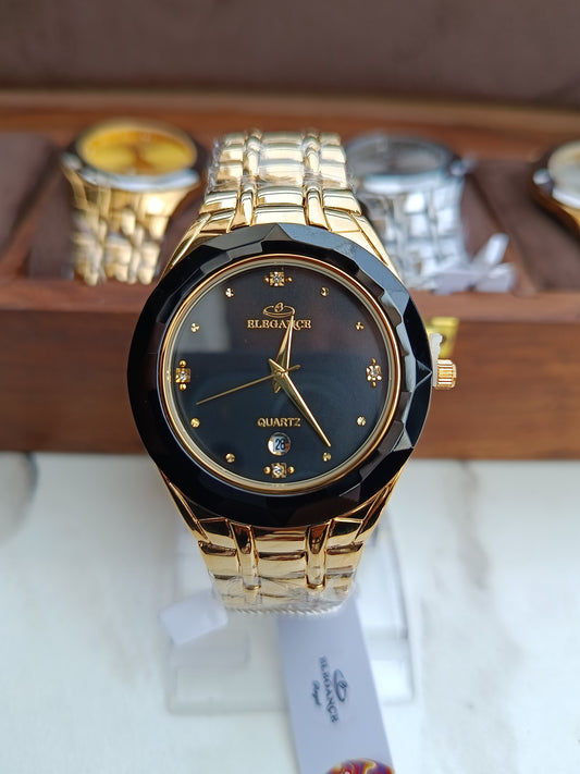 Elegance El-2414-M Gold Tone   Black Dial Men's Watch