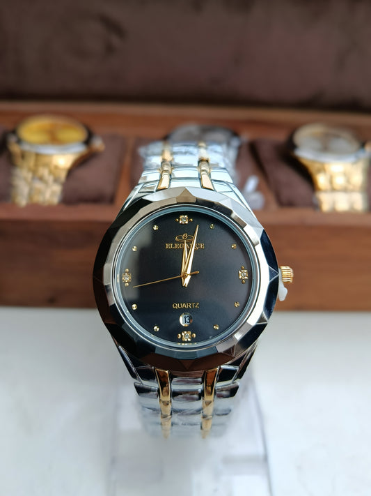 Elegance El-2414-M Double Tone  Watch Black Dial