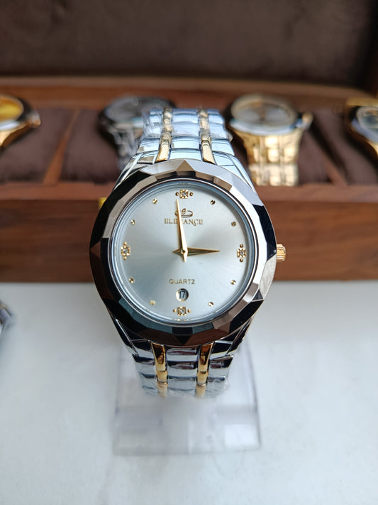 Elegance El-2414-M Double Tone Silver Watch