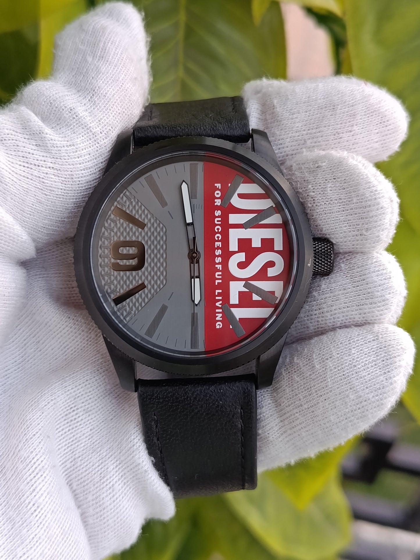 Diesel DZ2180 Men's Analog Black Dial Leather Strap Watch