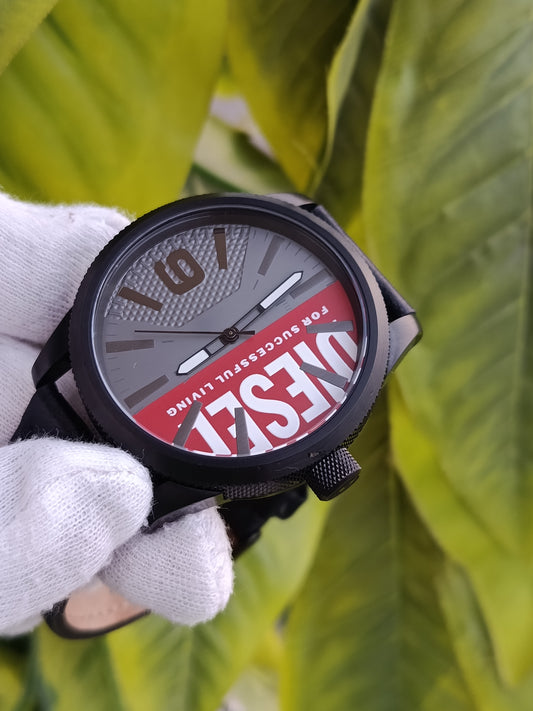 Diesel DZ2180 Men's Analog Black Dial Leather Strap Watch