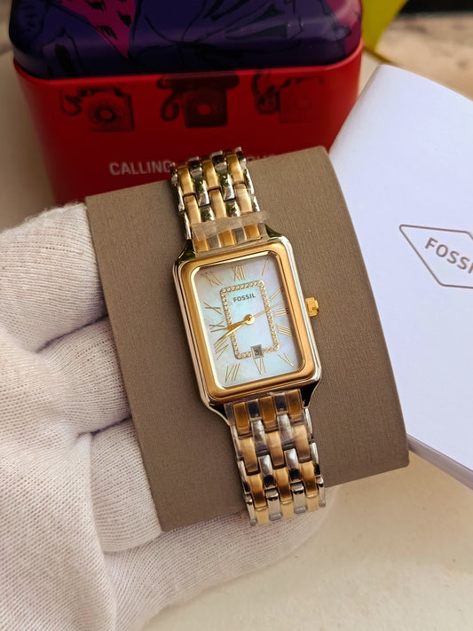 Fossil Raquel Two-Tone Stainless Steel Mother-of-Pearl Dial Quartz Ladies Watch - ES5305