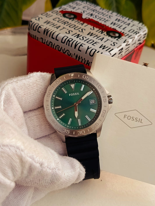 Fossil BQ2783 Men's Green Dial Stainless Steel Watch – Classic Analog Casual Timepiece