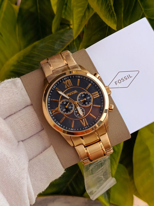 Fossil BQ1776 Stainless Steel Chronograph Men's Watch – Classic Golden Elegance
