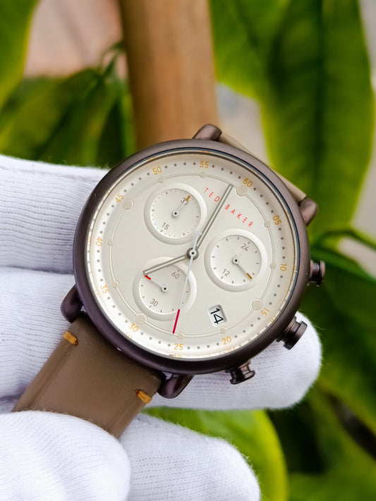 Ted Baker Oliver Green Strap White Dial Leather Strap Watch