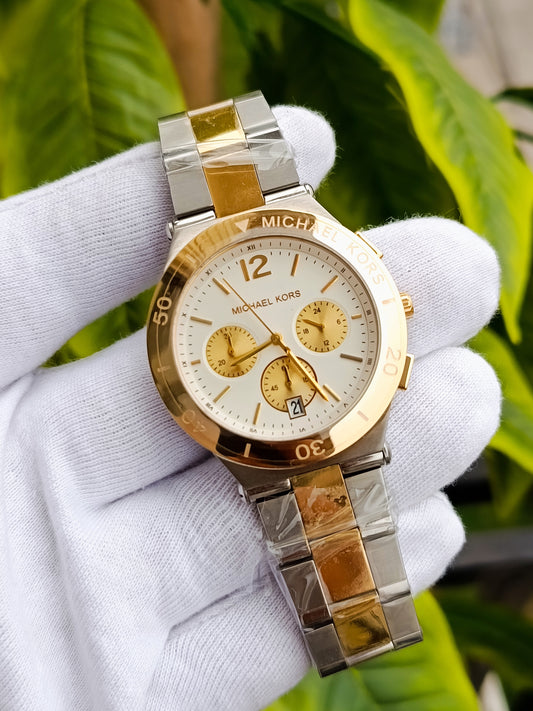 Michael Kors Wyatt Chronograph MK5934 Two-Tone Men's Watch with Silver Dial
