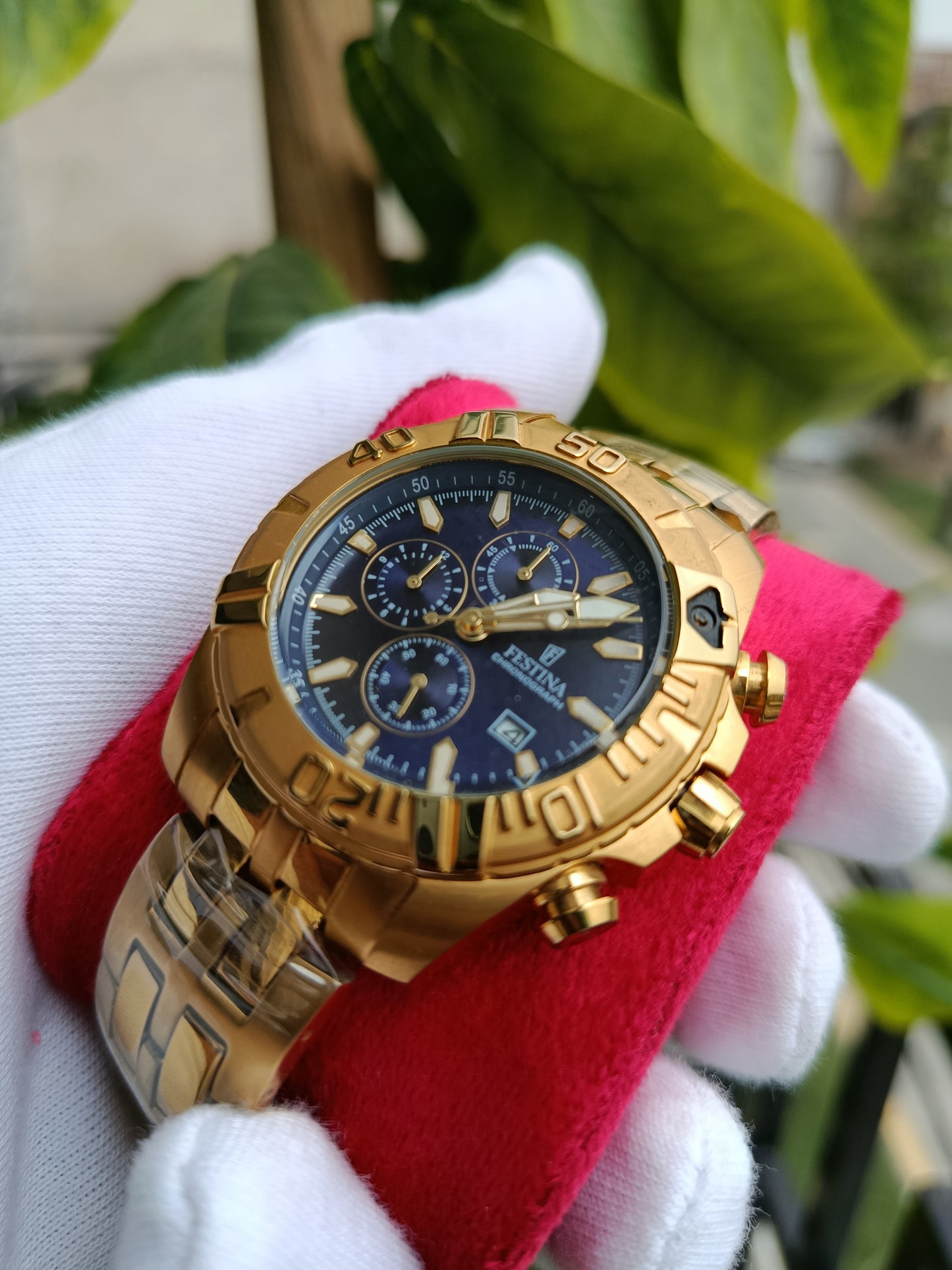 Festina Chronograph Gold Big Dial Sports Watch