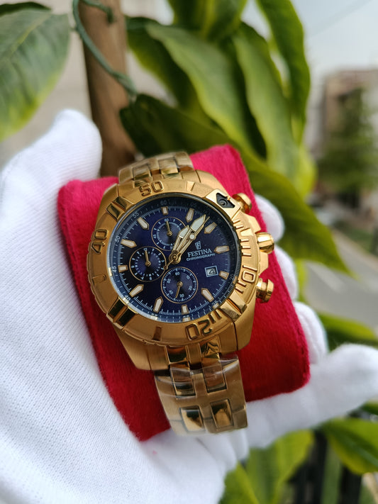 Festina Chronograph Gold Big Dial Sports Watch