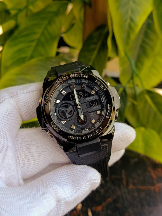 Sanda Dual Time Men's Multifunction Watch Black Colour