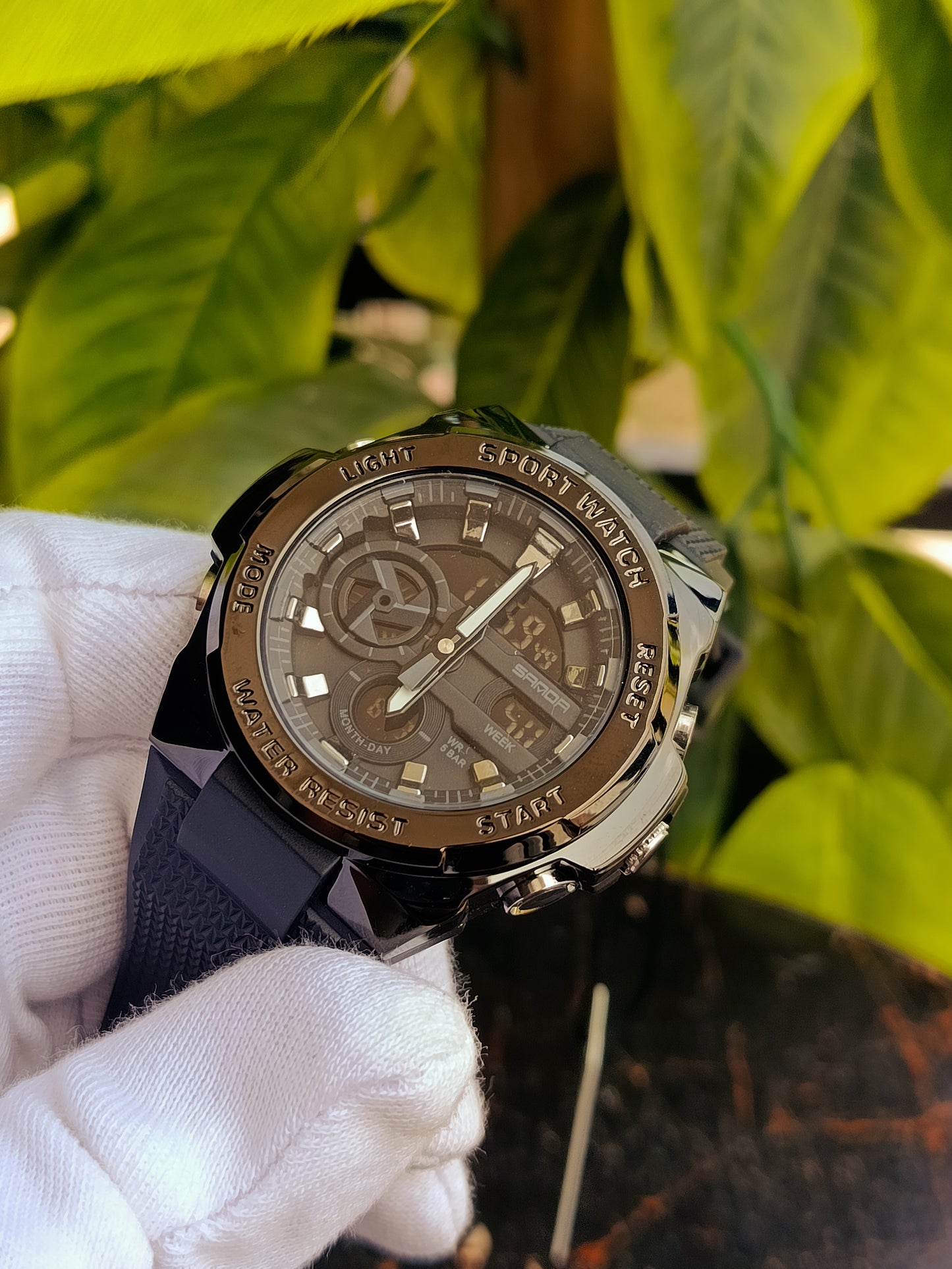 Sanda Dual Time Men's Multifunction Watch Black Colour
