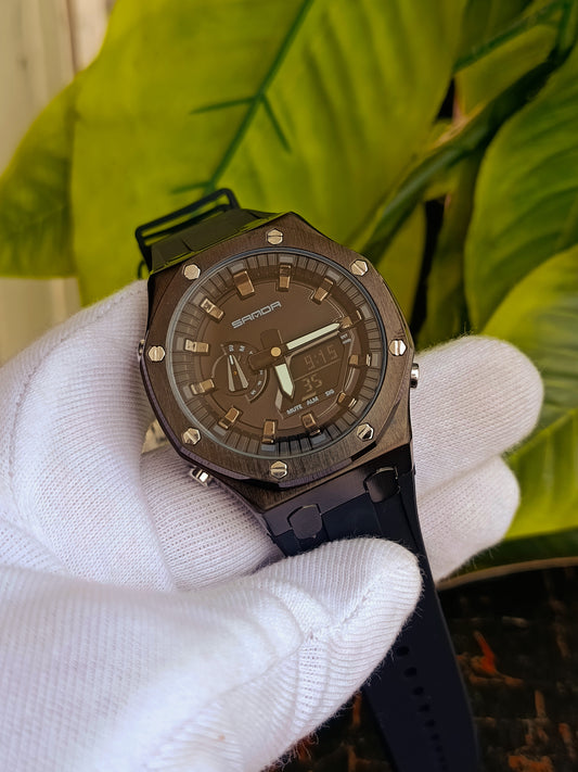 Sanda Octagonal Dual Time Men's Sports Watch