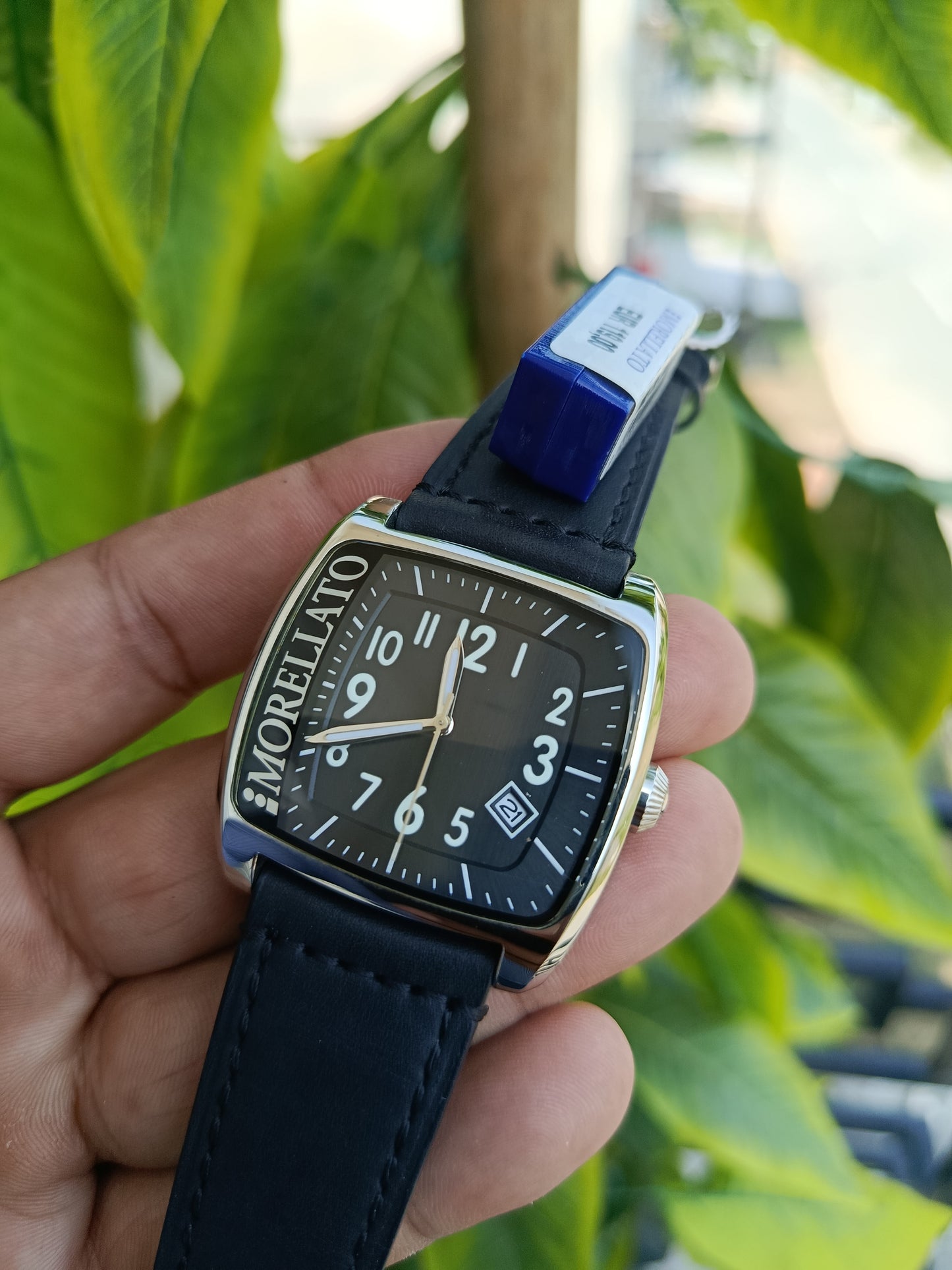 Morlatto Men's Black Leather Strap