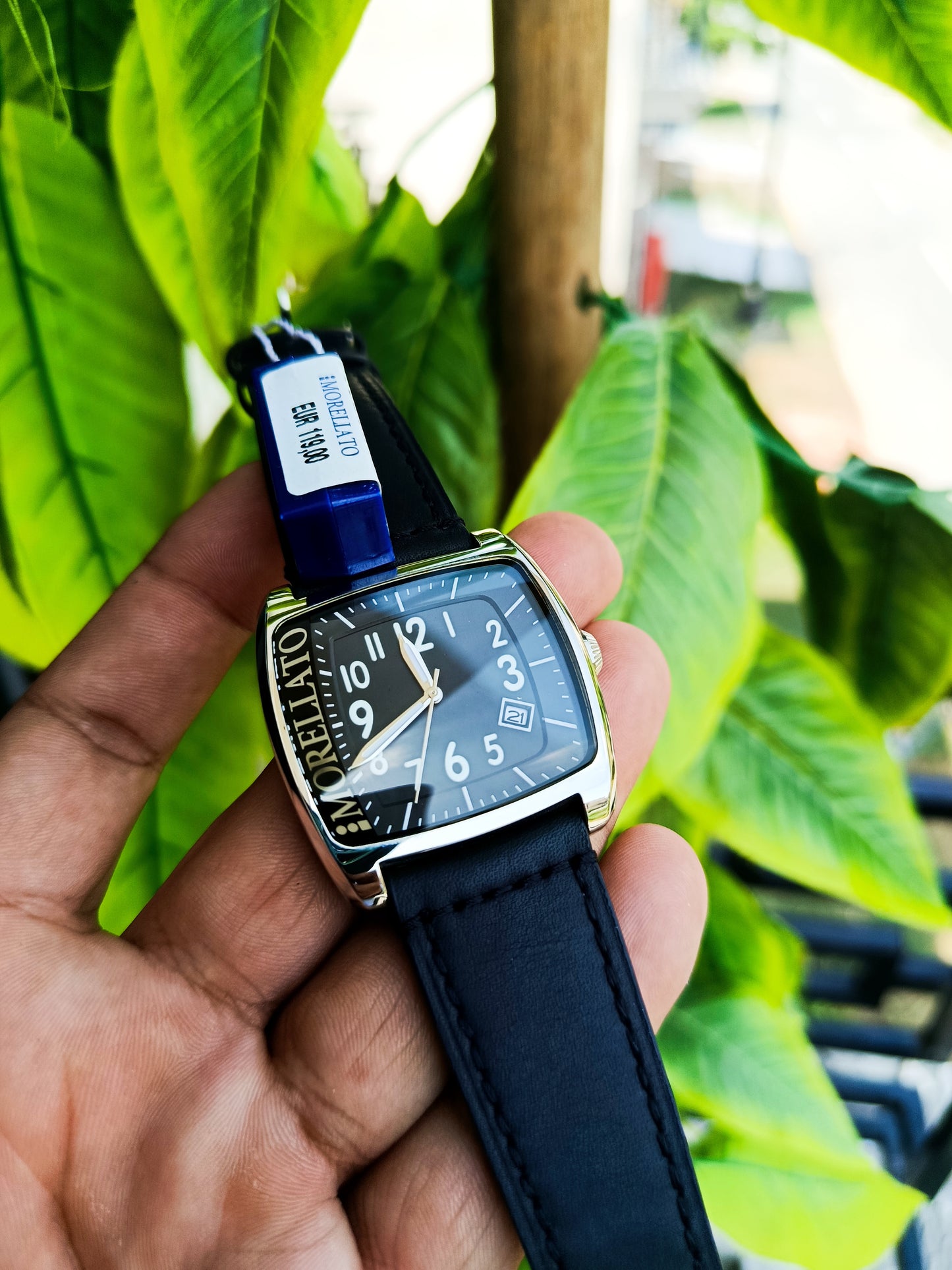 Morlatto Men's Black Leather Strap