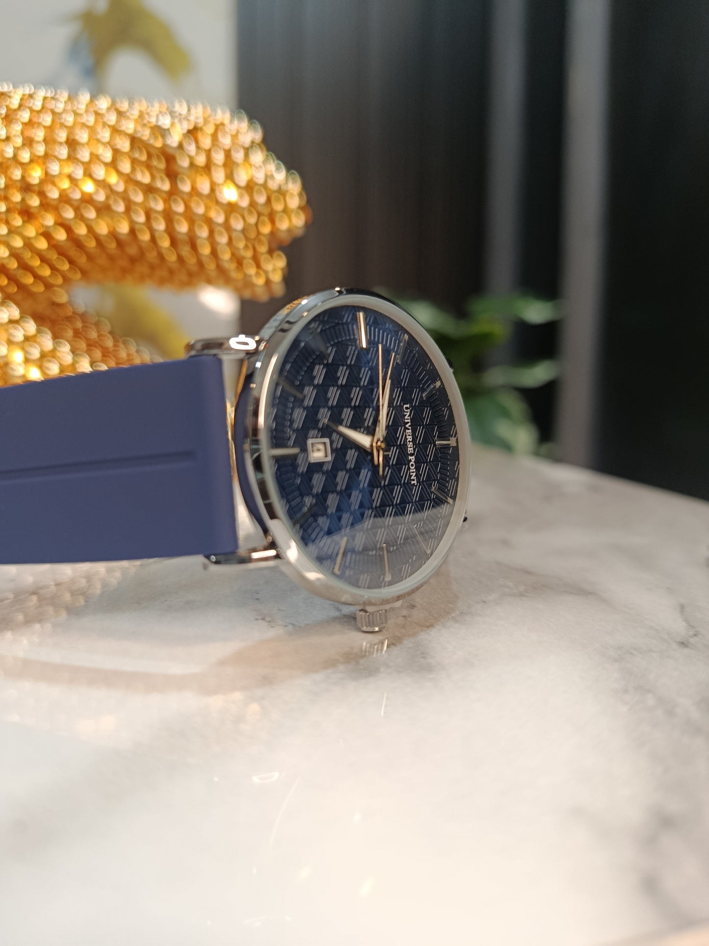 Universe Point UP3949 Series Blue Dial Silicone Men's Watch