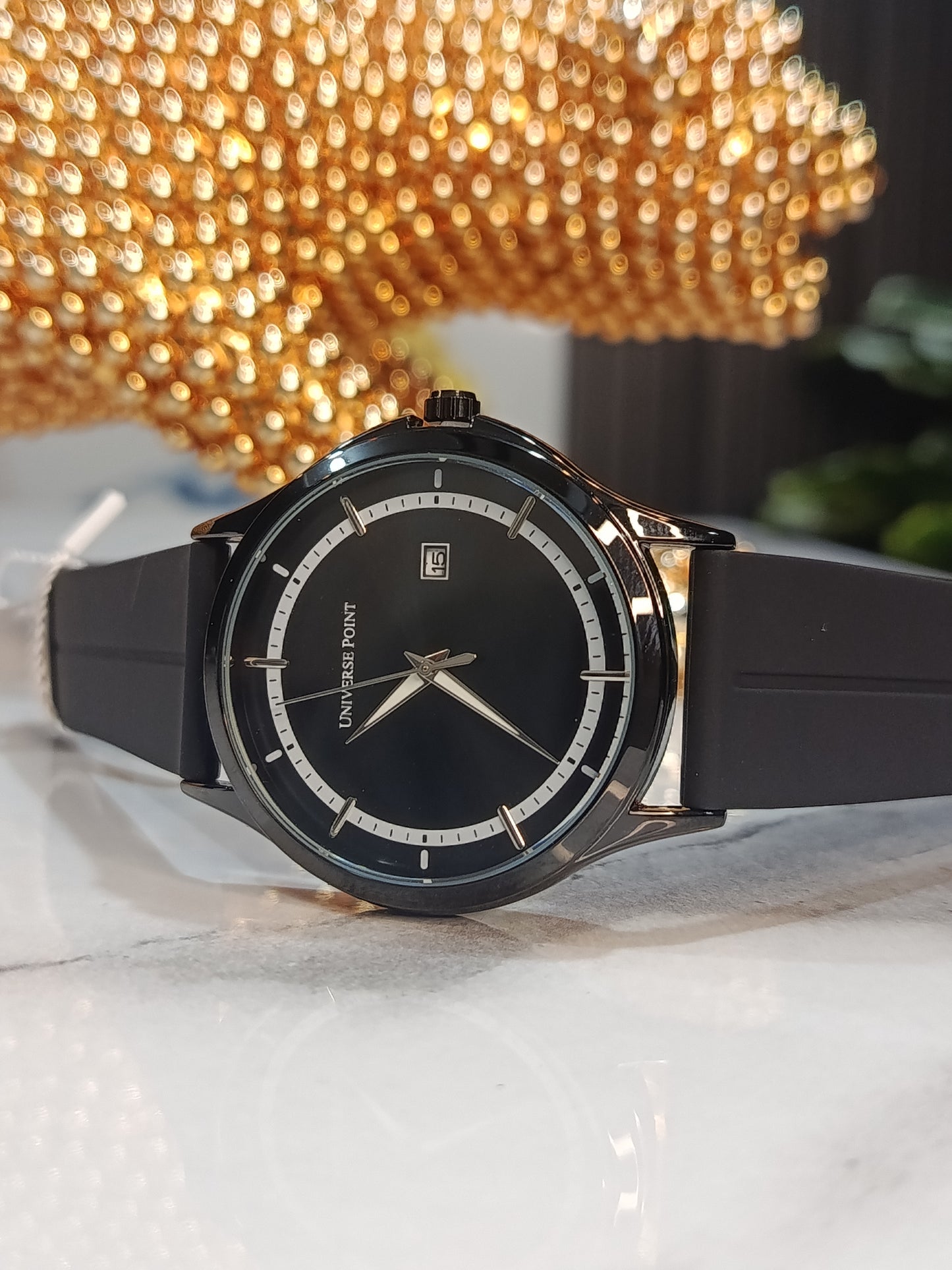 Universe Point 1988 Series Black Dial Magnetic Lock Watch