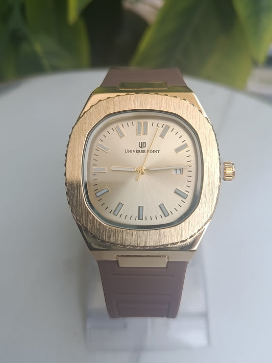 Universe Point Double Tone Yellow Gold Dial Quartz Men’s Watch