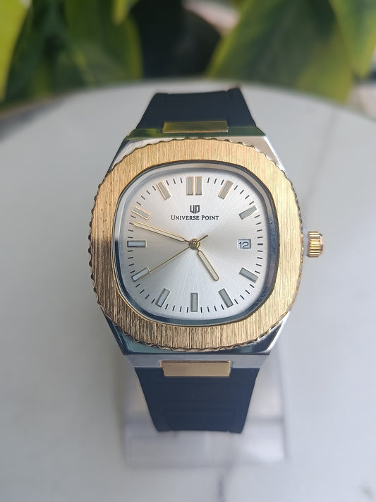Universe Point Double Tone Silver Dial Men's Watch