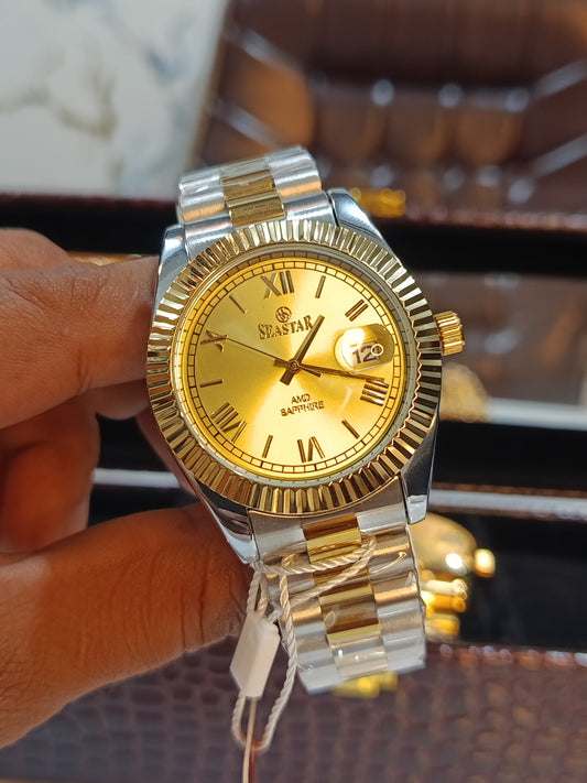 Seastar Double Tone Men's Yellow Gold Colour Dial Watch