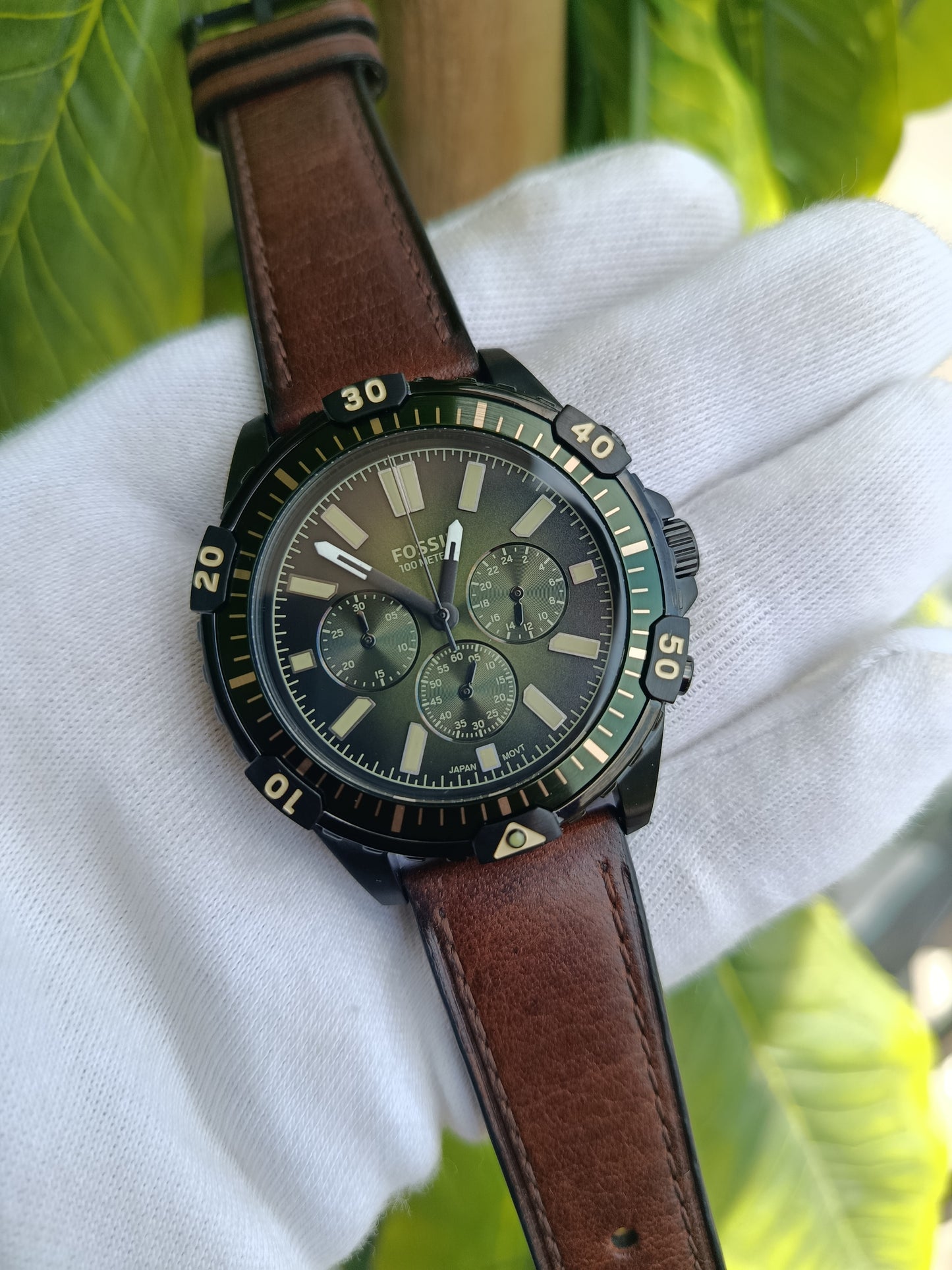 Fossil FS5866 Neutra Chronograph Green Dial Stainless Steel Men's Watch