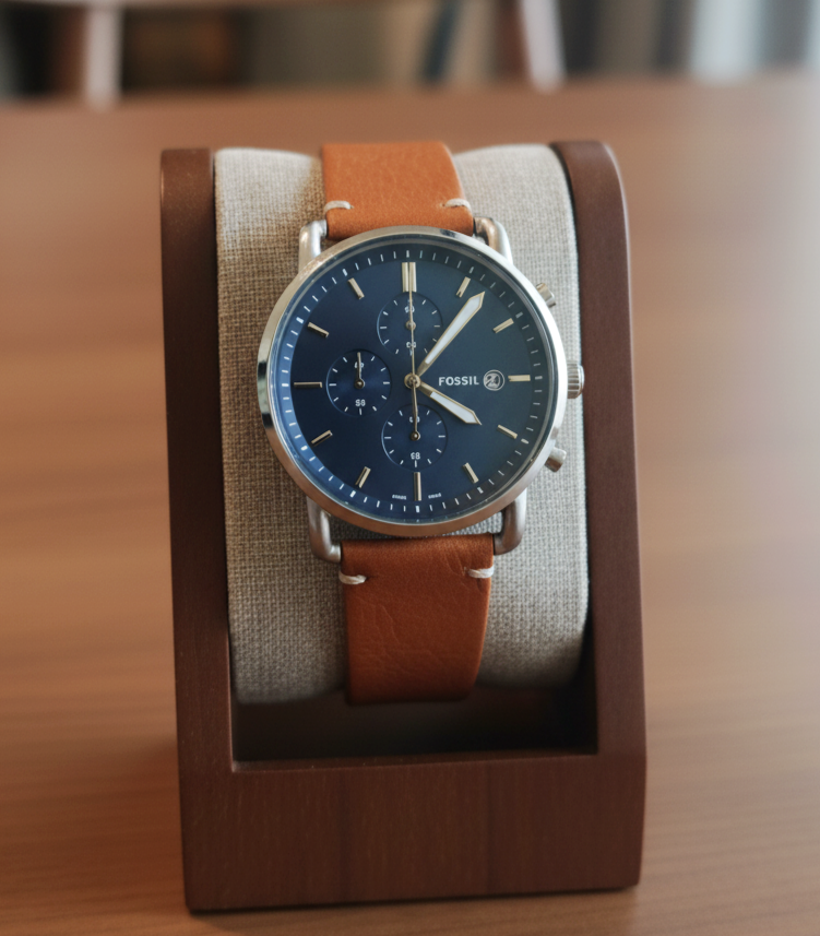 Fs5401 Fossil Commuter FS5401 – Men’s Brown Leather Strap Blue Dial Chronogra ...