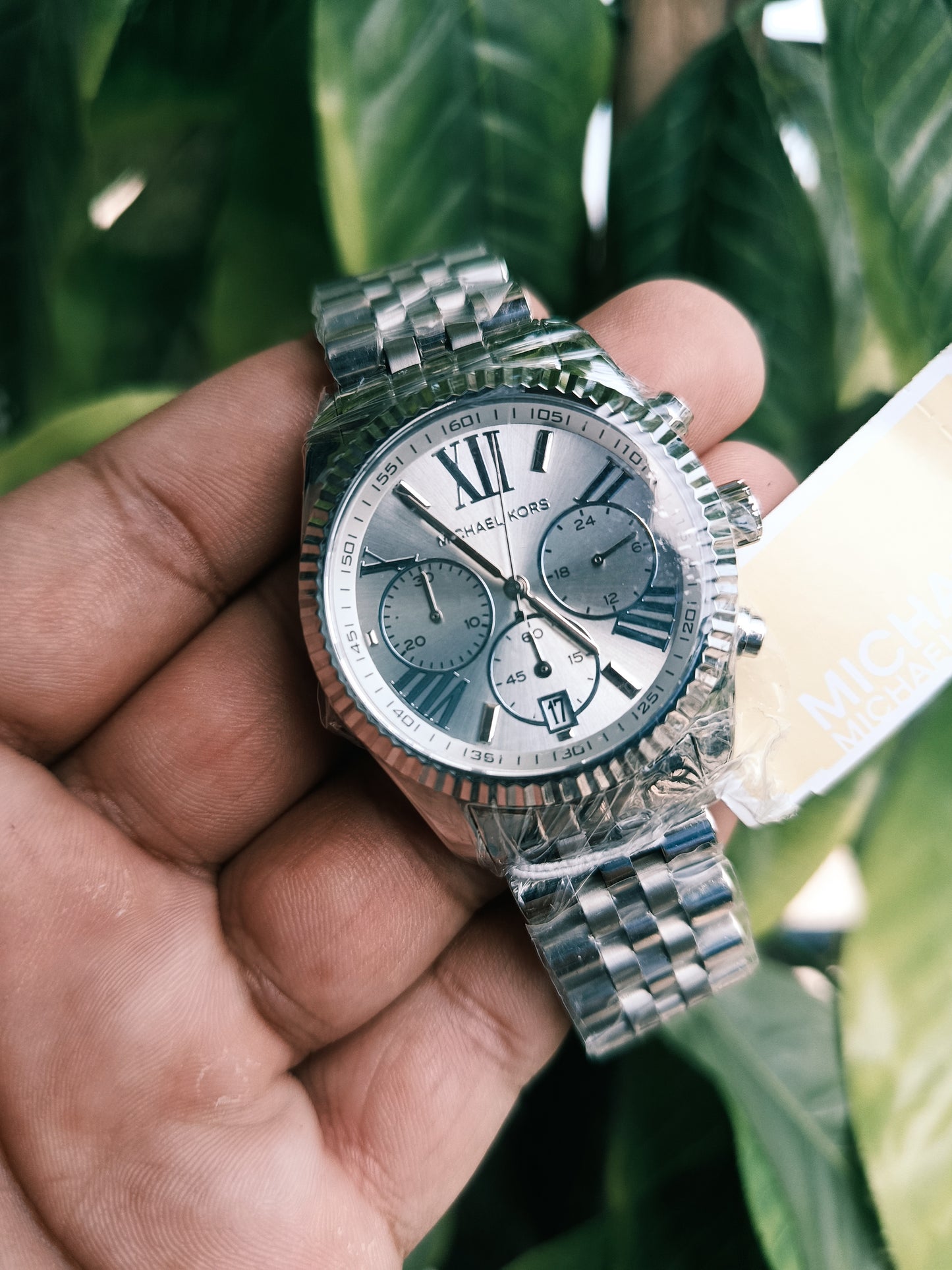 Michael Kors MK5555  Chronograph Watch – Silver Tone with White Dial