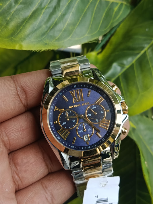 Michael Kors MK5976 Men’s Chronograph Watch – Blue Dial Two-Tone Gold & Silver Stainless Steel