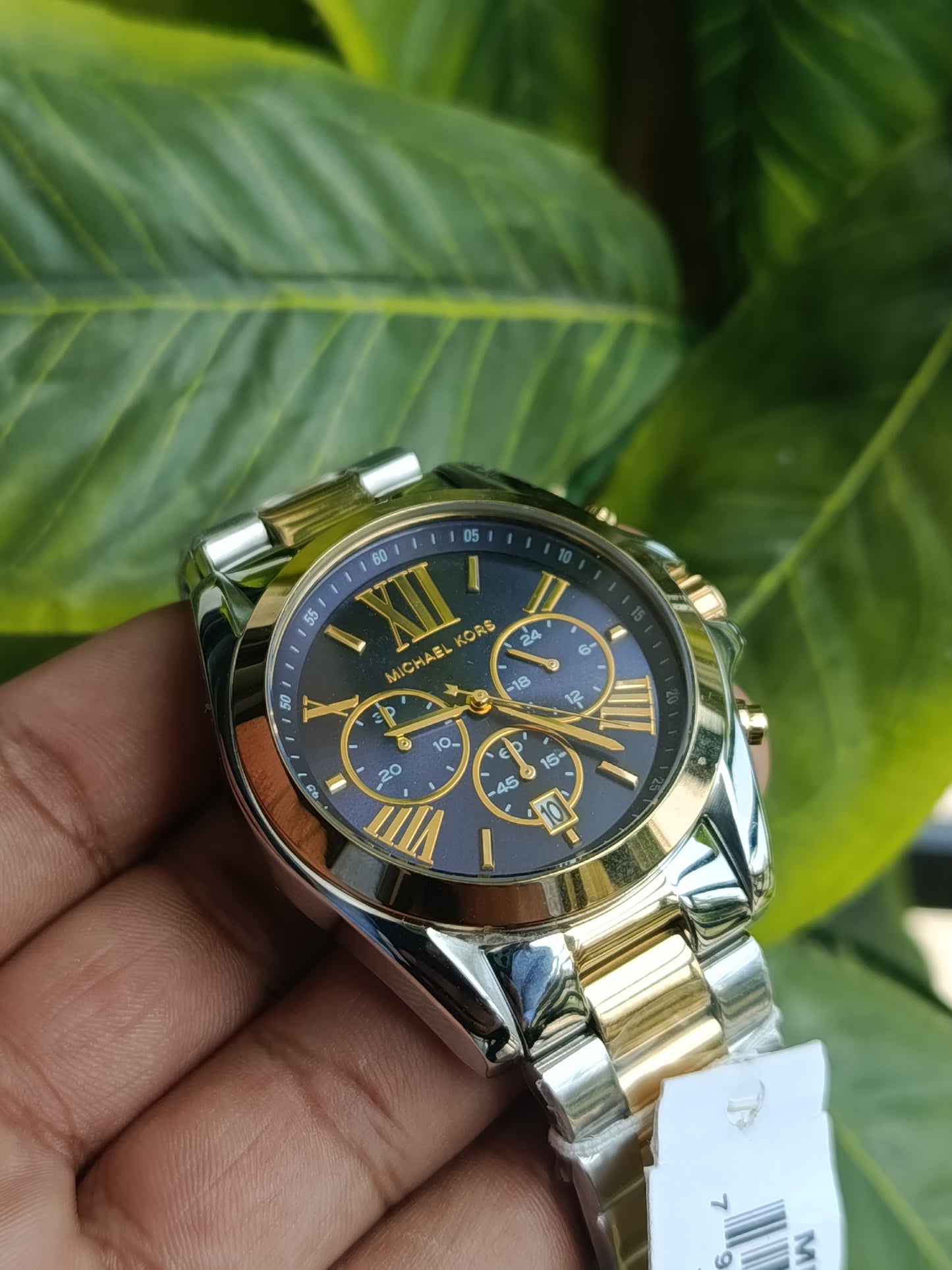 Michael Kors MK5976 Men’s Chronograph Watch – Blue Dial Two-Tone Gold & Silver Stainless Steel