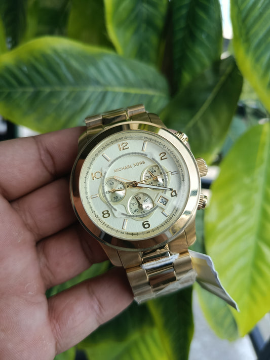 Michael Kors MK8077 Chronograph Men’s Watch – Yellow Gold with Champagne Dial