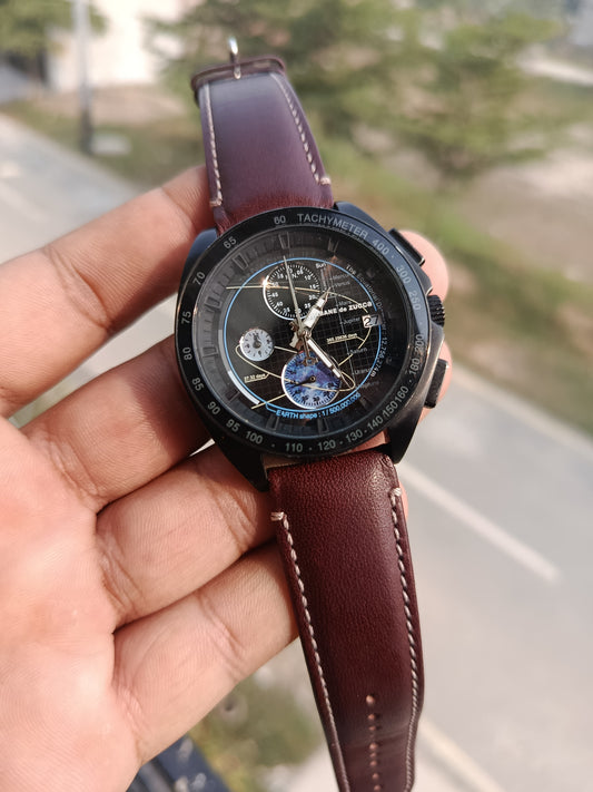 CABANE de Zucca AJGW001 Men’s Quartz Watch – Unique Planet Dial Design