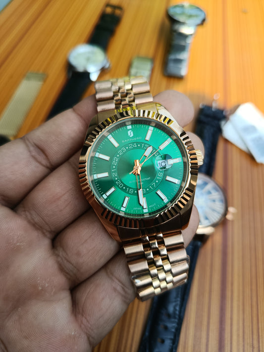 Sapperho Rose Gold Green Men's Watch