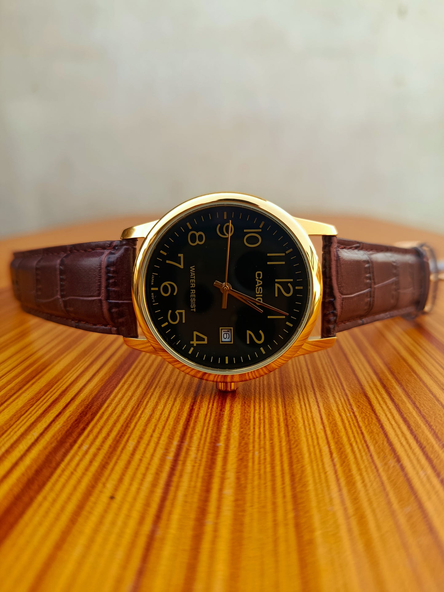 Casio MTP-V002GL-1BUDF | Classic Black Dial with Gold Case | Premium Leather Men’s Watch