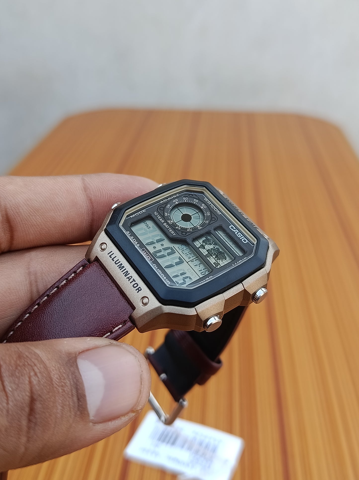 Casio E-1200WHL-5AVDF | Premium Brown Leather Strap | Sporty & Classic Men’s Watch