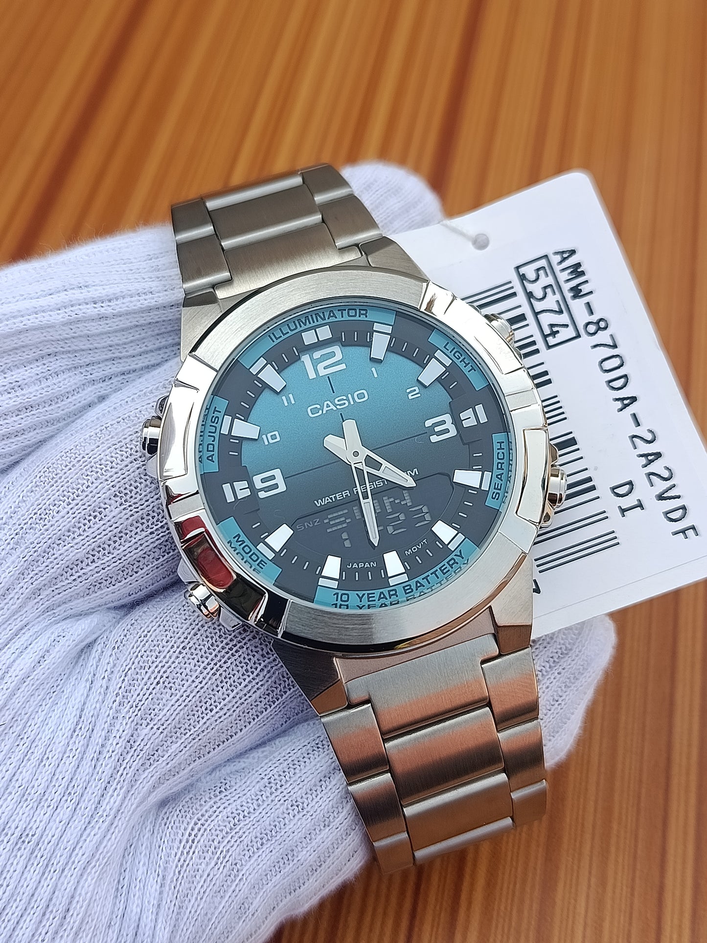 Casio AMW-870DA-2A2VDF – Dual Time Sporty Blue Dial Stainless Steel Men’s Watch