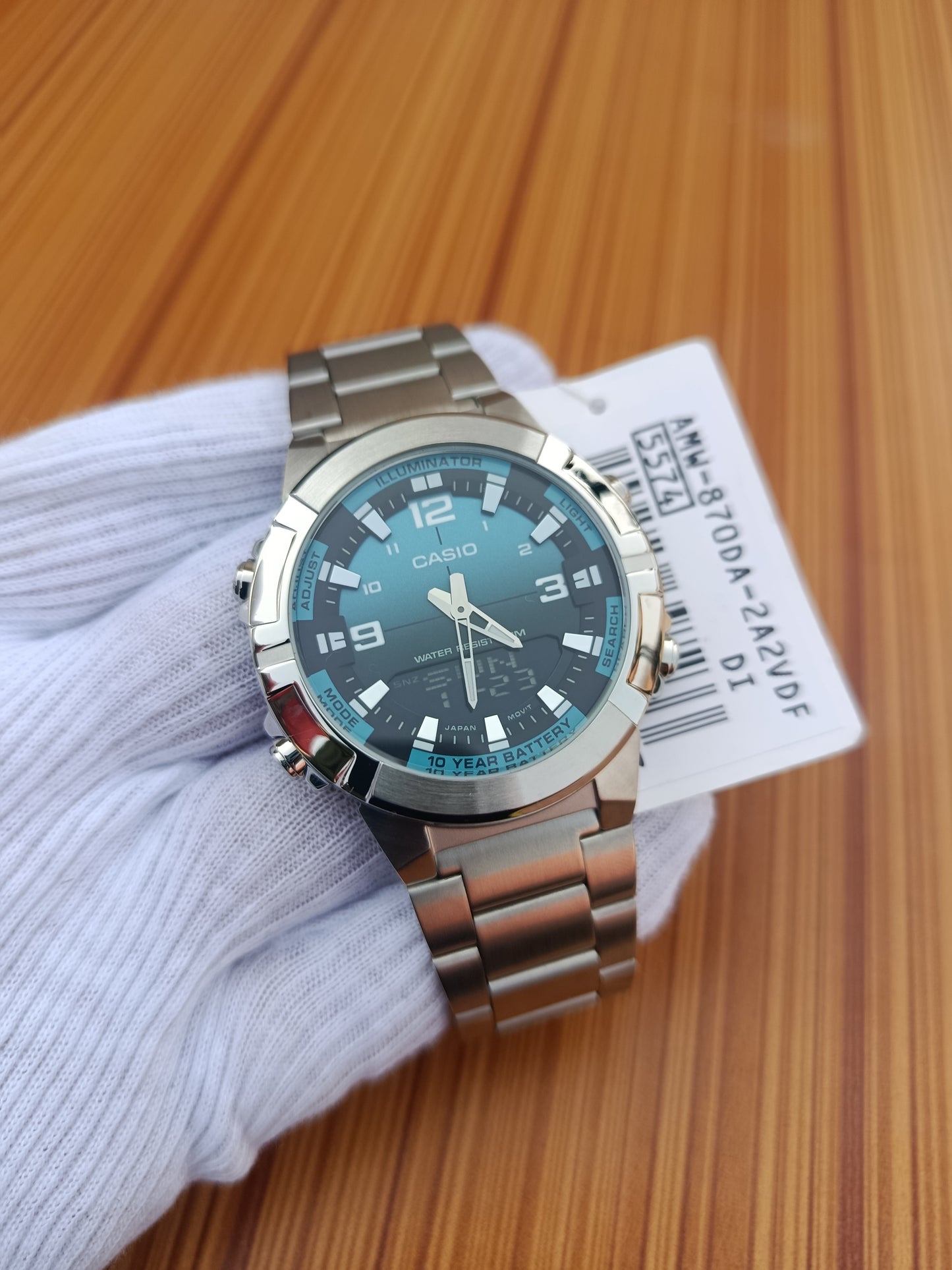 Casio AMW-870DA-2A2VDF – Dual Time Sporty Blue Dial Stainless Steel Men’s Watch