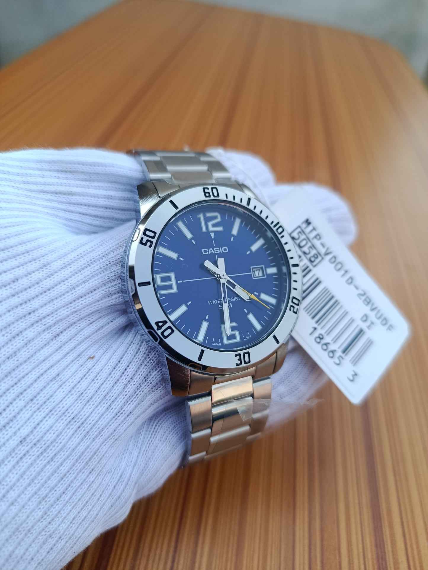 Casio MTP-VD01D-2B – Sporty Blue Dial Stainless Steel Men’s Analog Watch