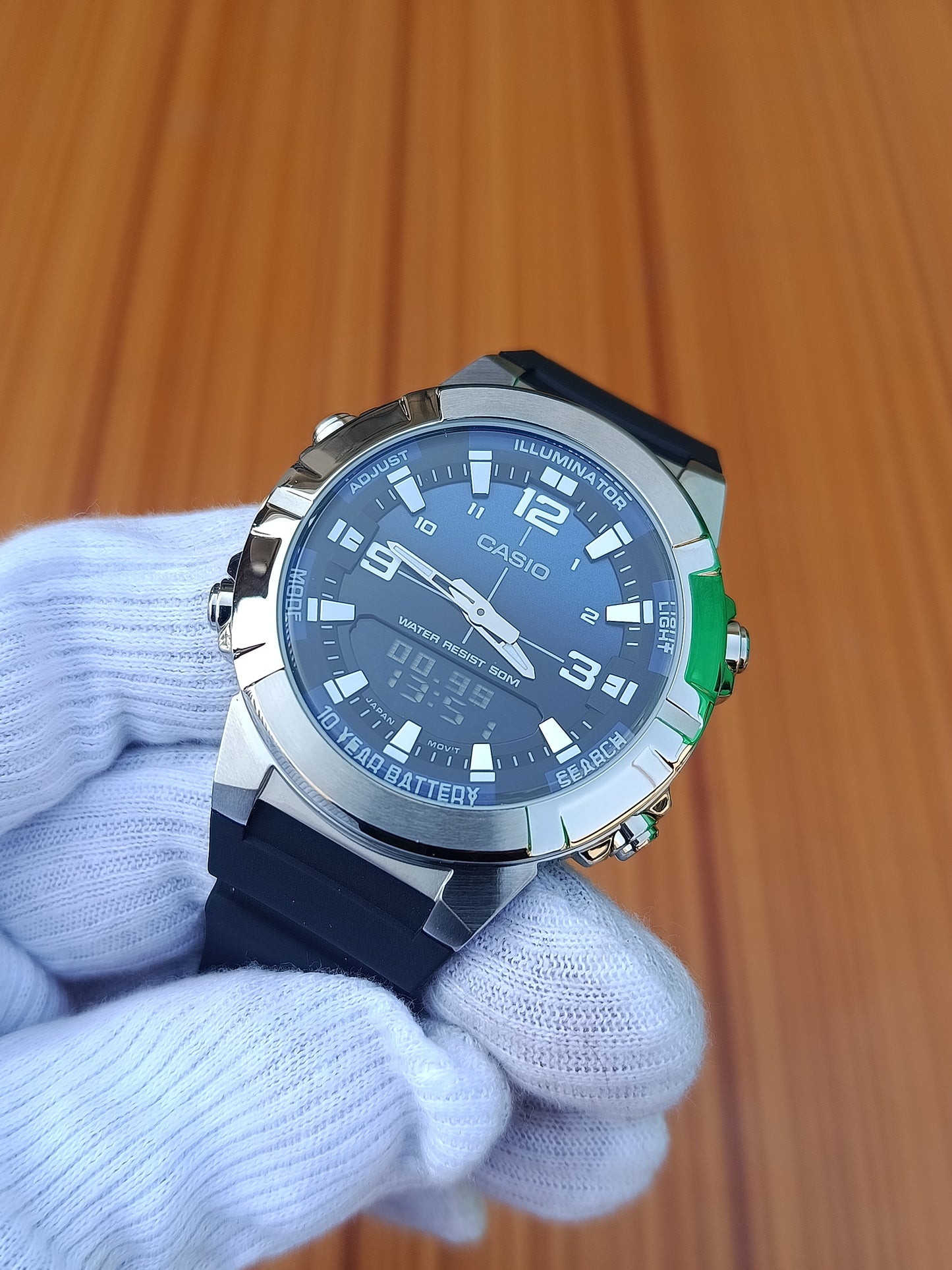 Casio AMW-870A-2AVDF Men’s Stainless Steel Watch | Dual Time | 100M Water Resistant