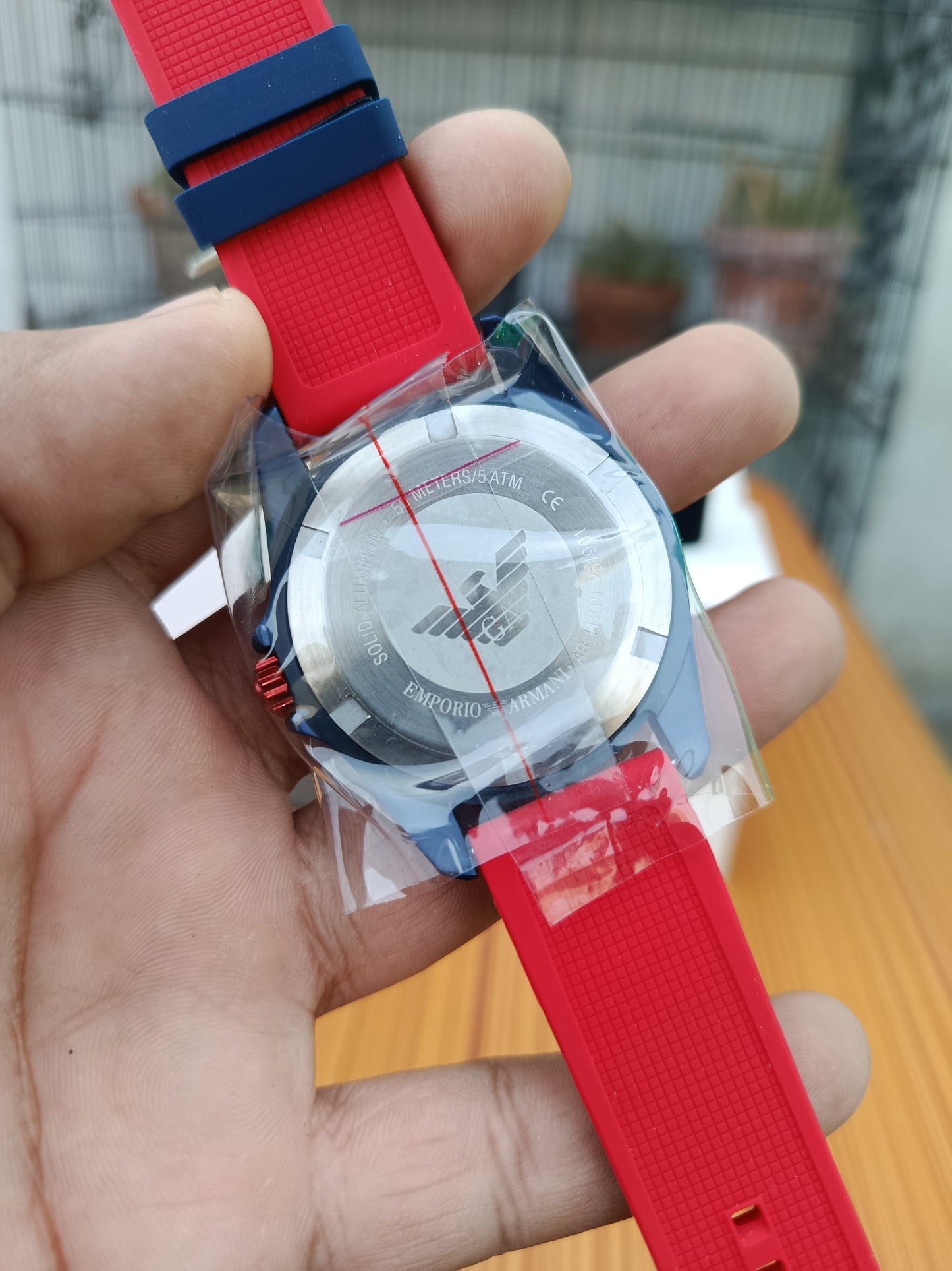 Emporio Armani Sigma Men’s Quartz Silver Dial Red Silicone Strap Watch – AR11219