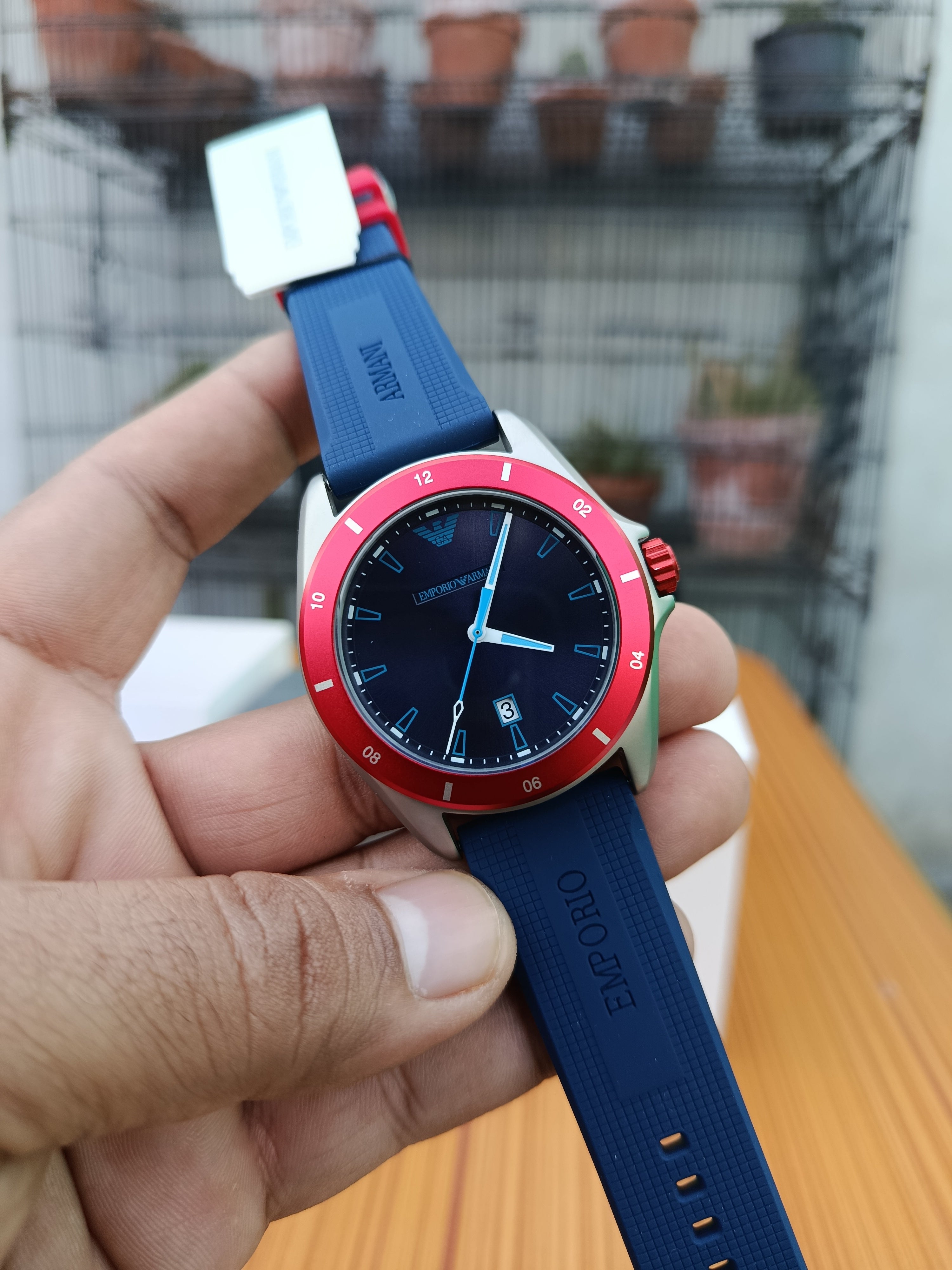 Sigma Watch Collection Emporio Armani Sigma Men’s Quartz Blue Dial Blue Silicone Strap Watch ...